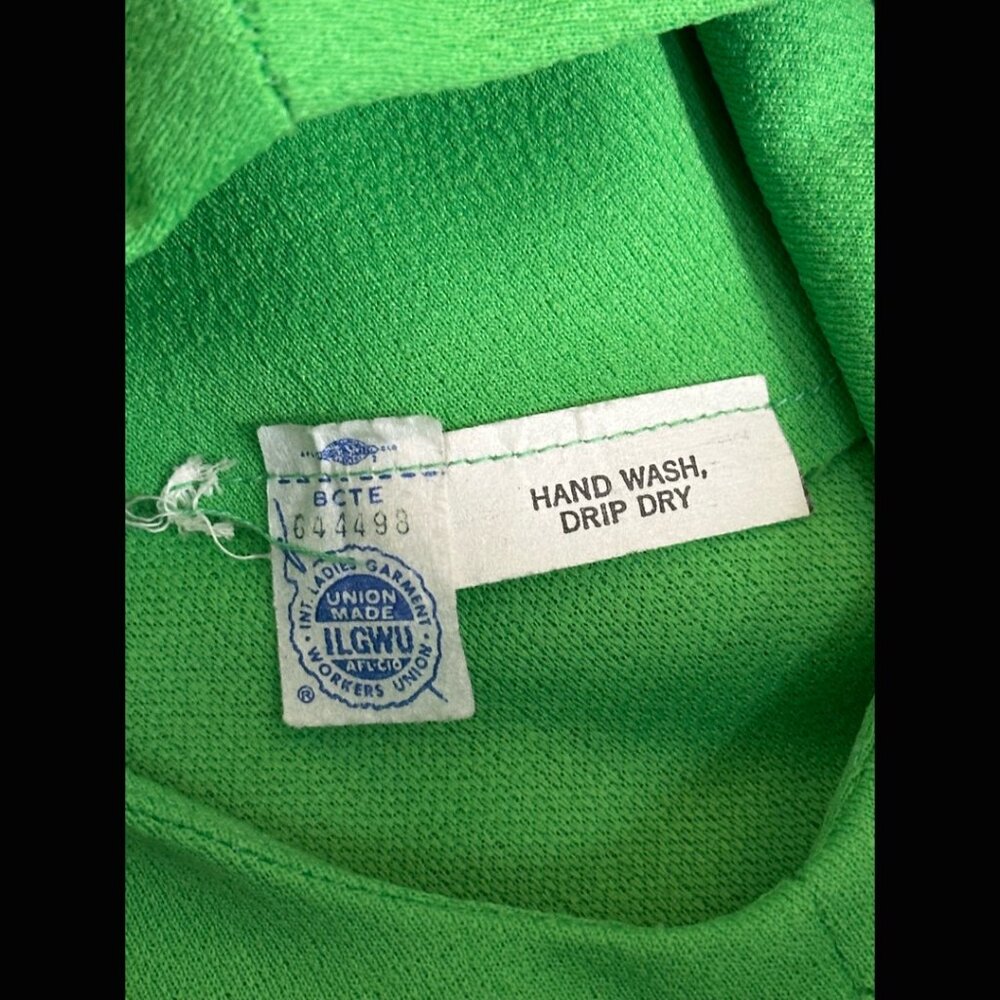 60s Bright Green Maxi Sheath Column Dress Rhinestone MCM Mod Rockabilly Pinup M - Picture 15 of 15